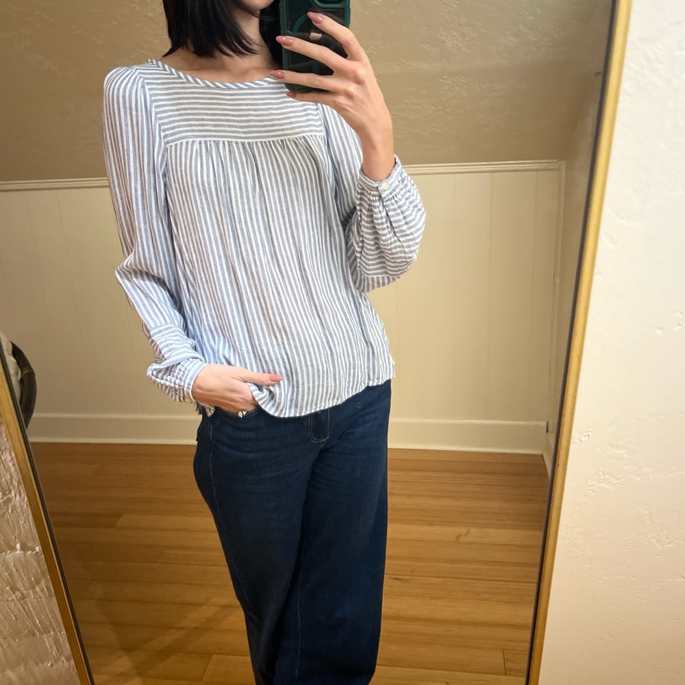 LOFT Navy and White Striped Top